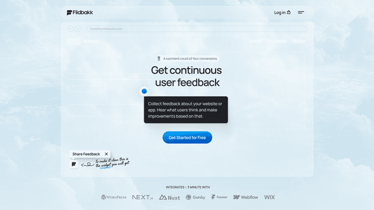 Fiidbakk conversion-focused SaaS Framer template preview