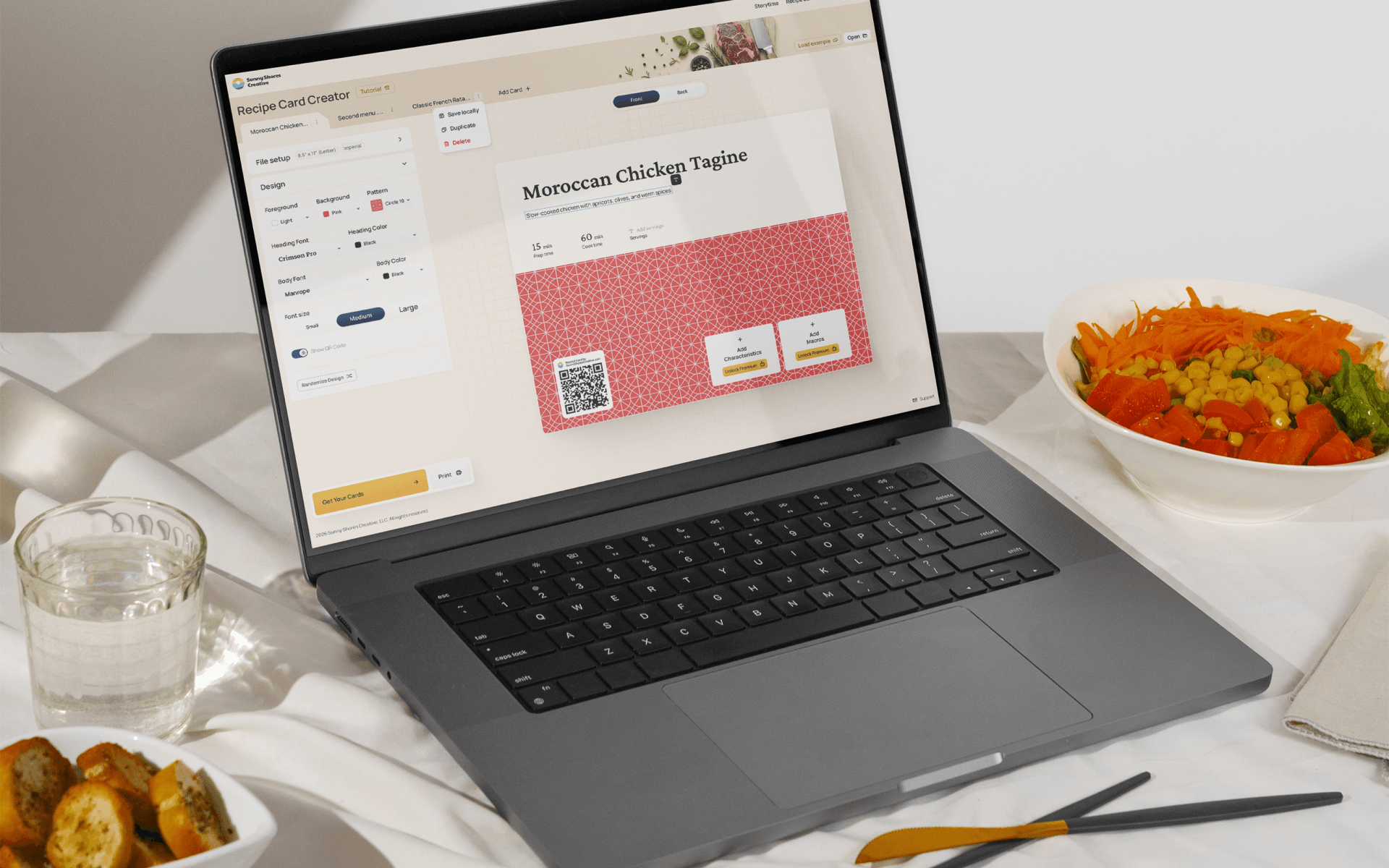 Kviitungi koostamise veebirakenduse UI/UX disain, mis näitab kohandatava kviitungi loomise kasutajaliidest ja reaalajas eelvaadet.