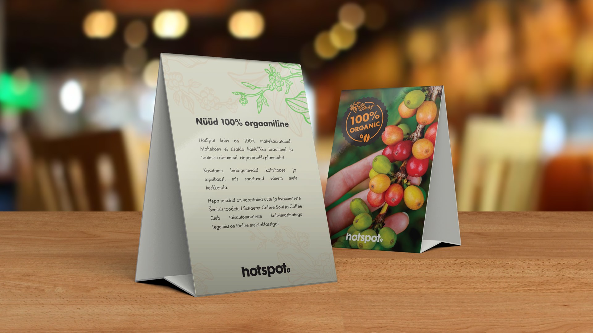 Lauarääkija graafiline disain mahekohvi reklaamimiseks