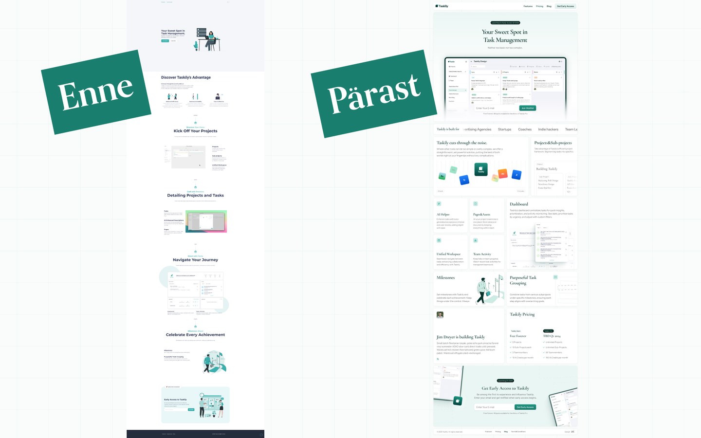 Kodulehe kujundus enne ja pärast UI/UX disainisprinti
