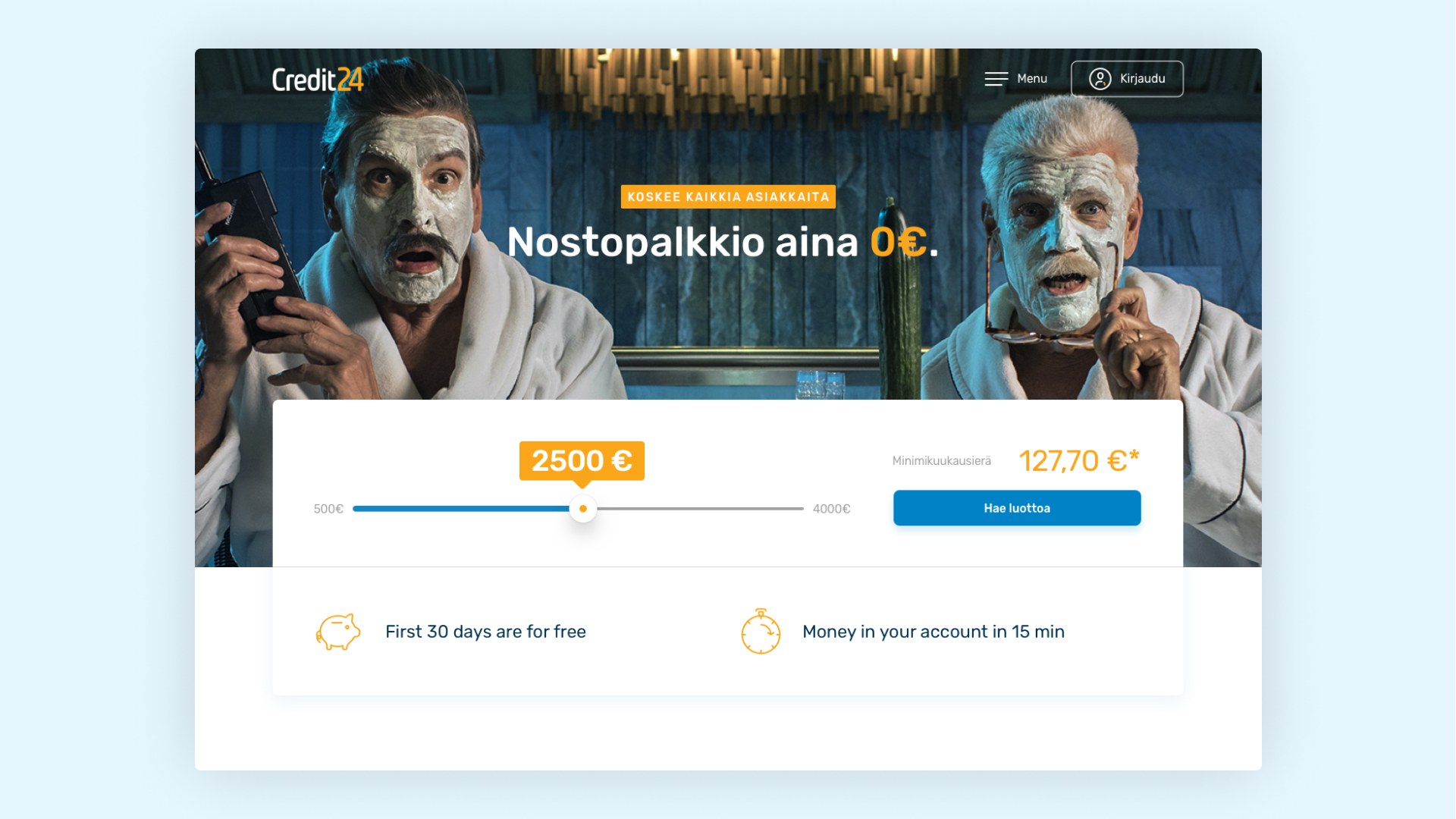 Credit24 Soome kodulehekülje disainikavand