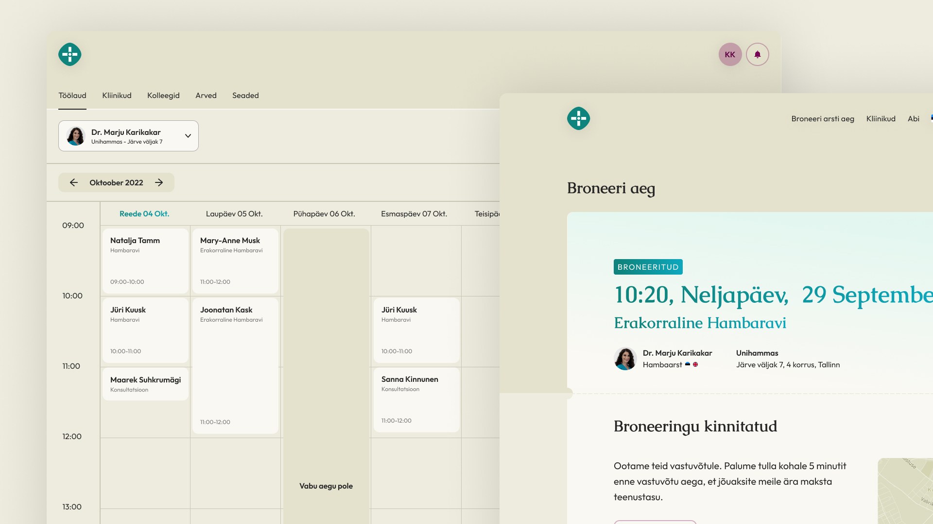 UI/UX disain arstile broneerimissüsteemist