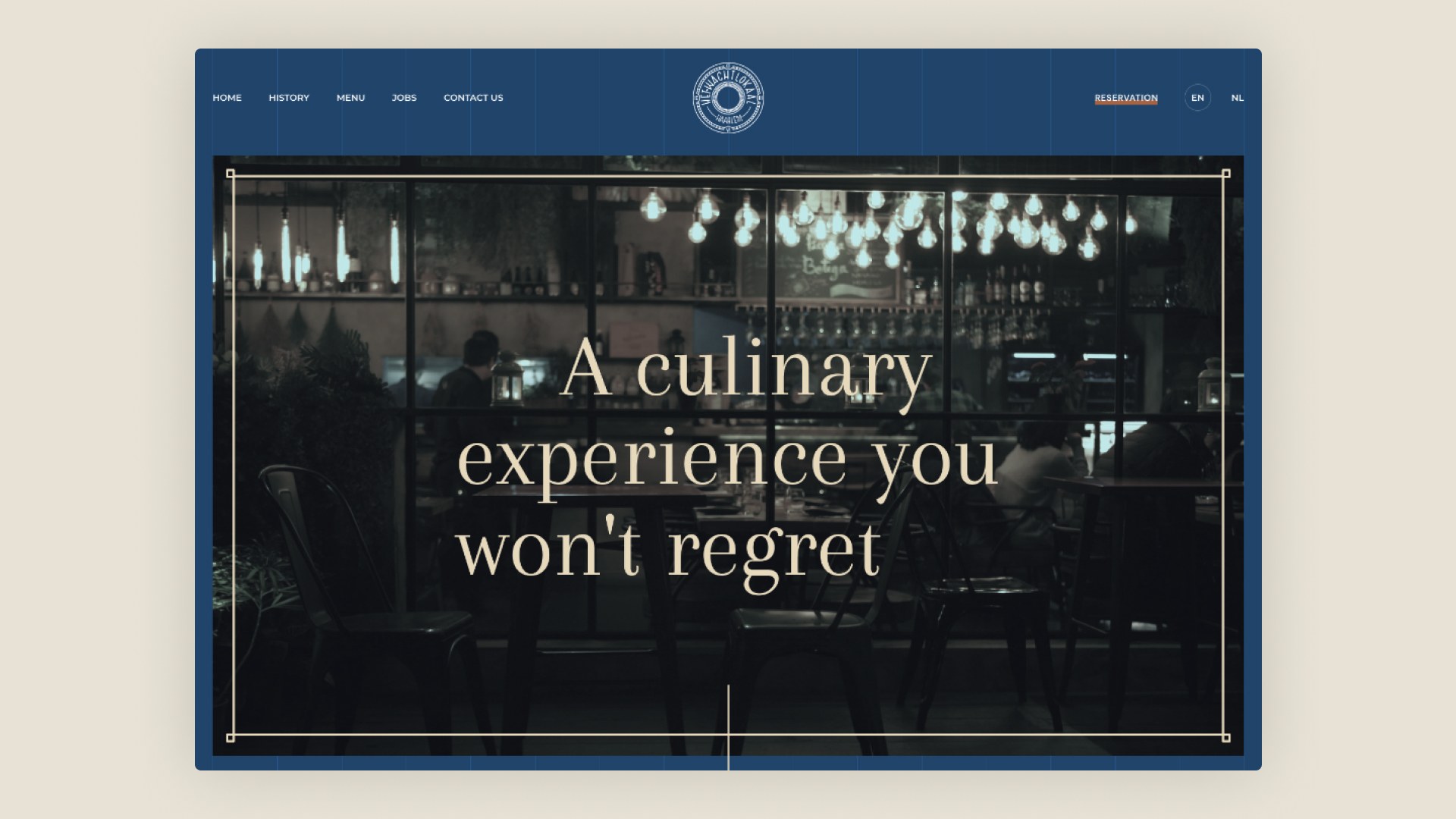 Wachtlokaal - restorani kodulehekülje kujundus