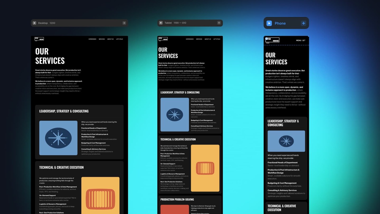 Mobiilisõbralik minimalistlik koduleht disainitud ja arendatud Frameris