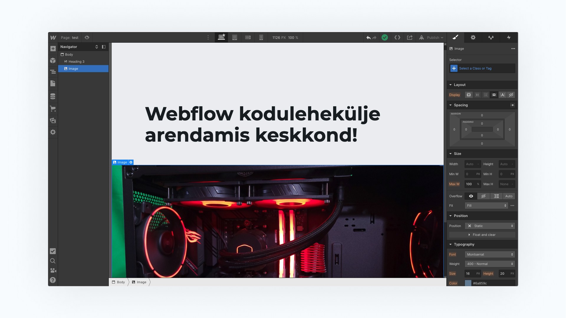 Kodulehe tegemine Webflows