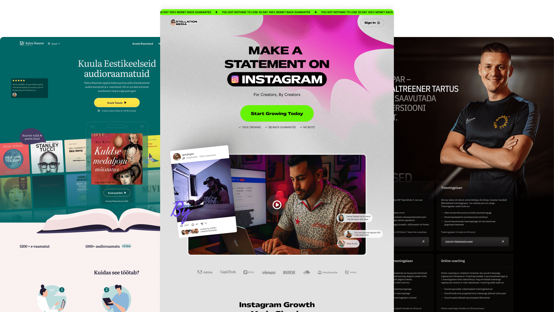 Müügile suunatud kodulehtede disainid