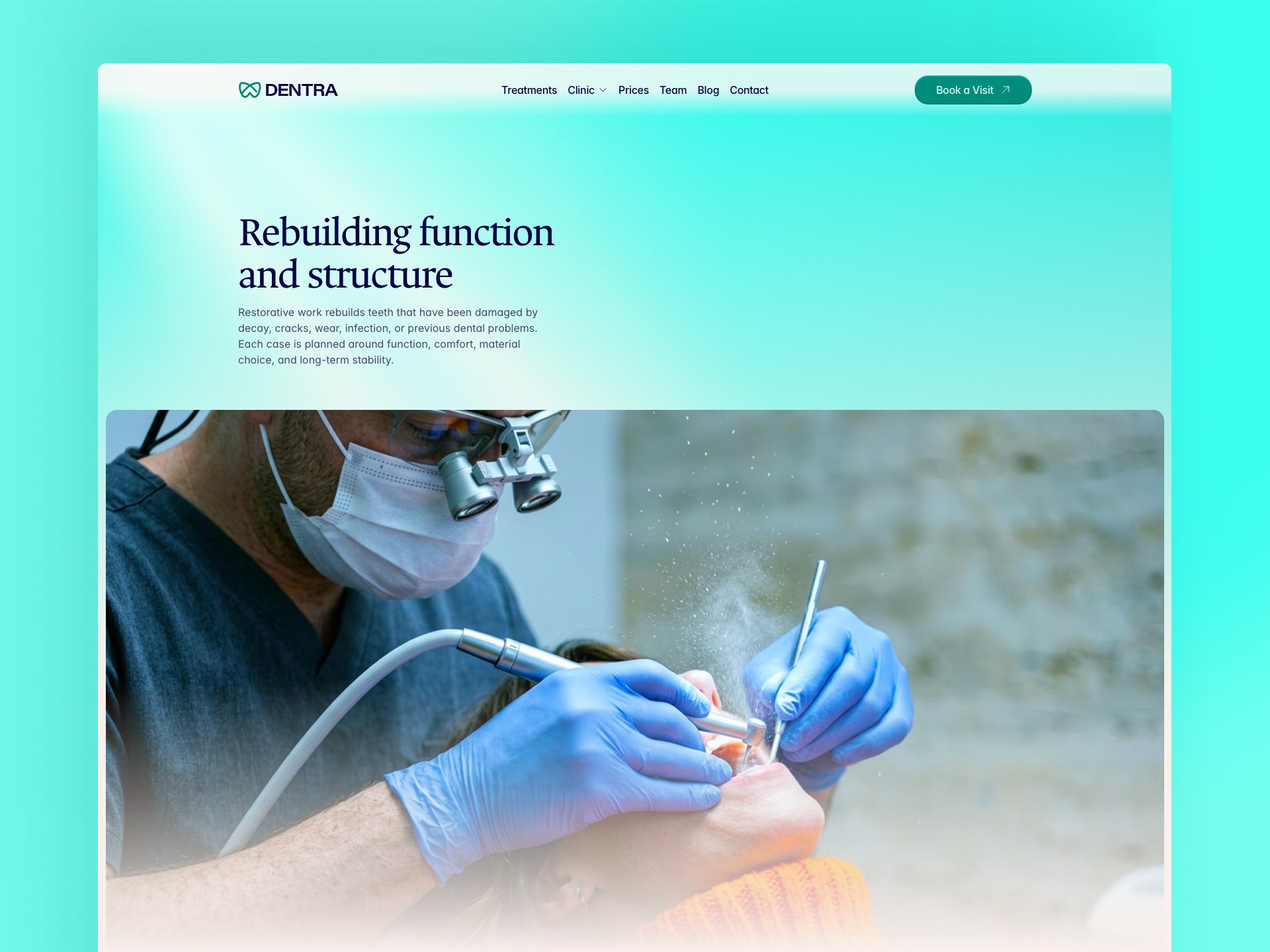 DENTRA dental clinic Framer template clinic page thumbnail