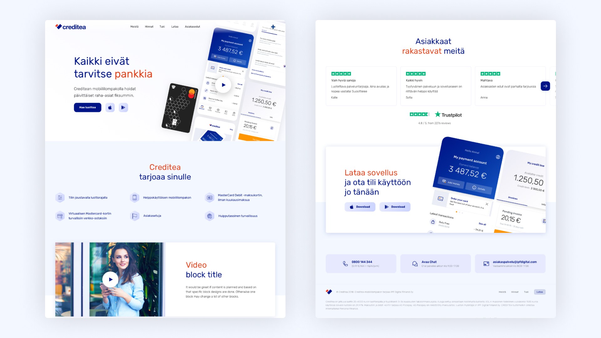 Creditea kodulehekülje kujunduskavand