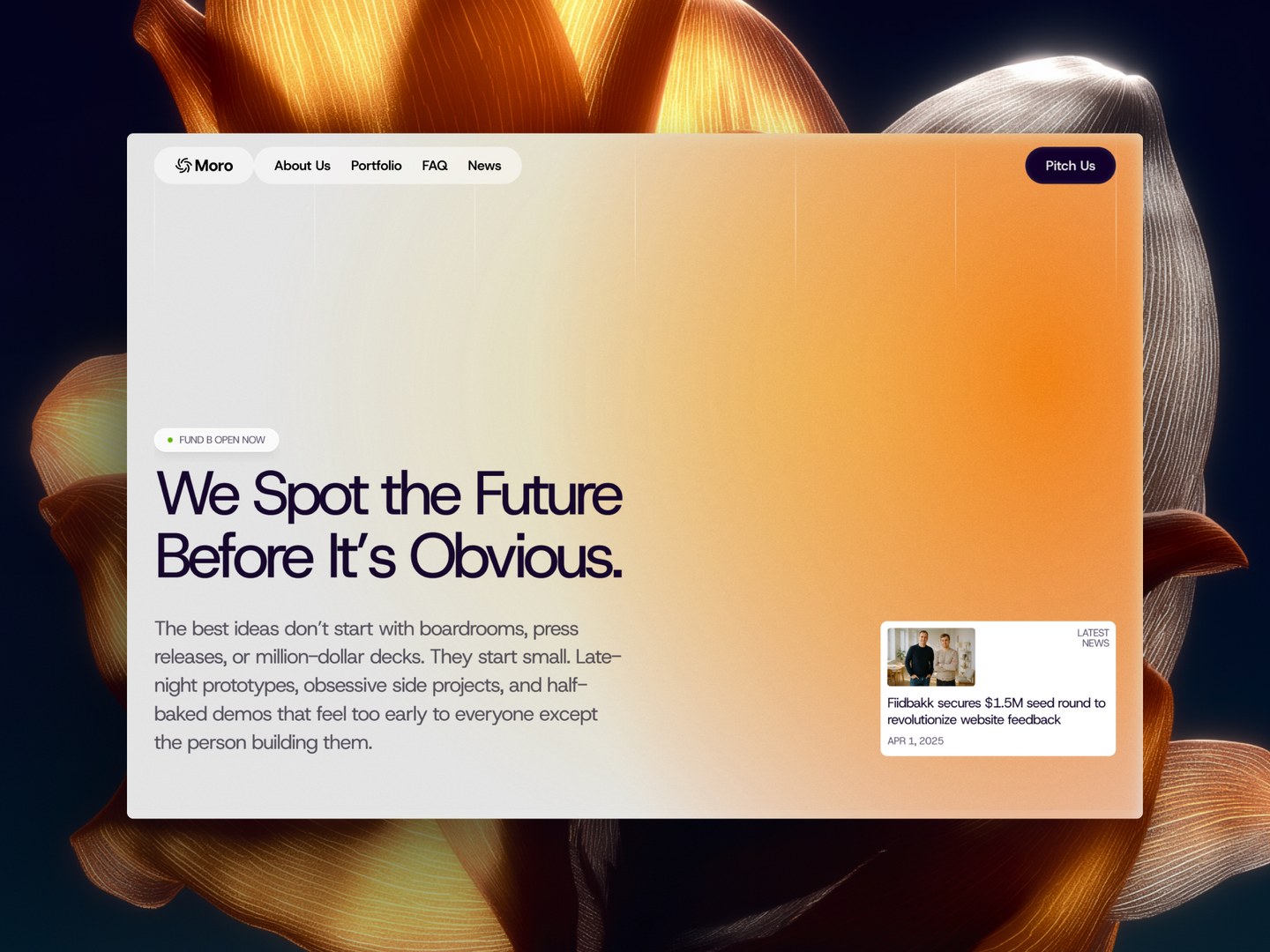 VC fondi Framer kodulehe kujundus