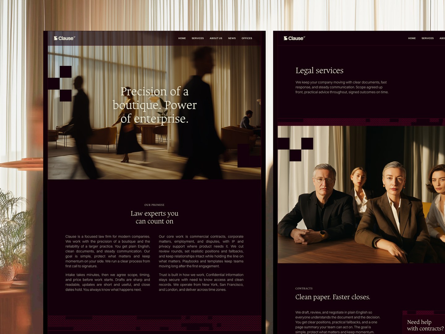 Advokaadi büroo Framer kodulehe kujundus