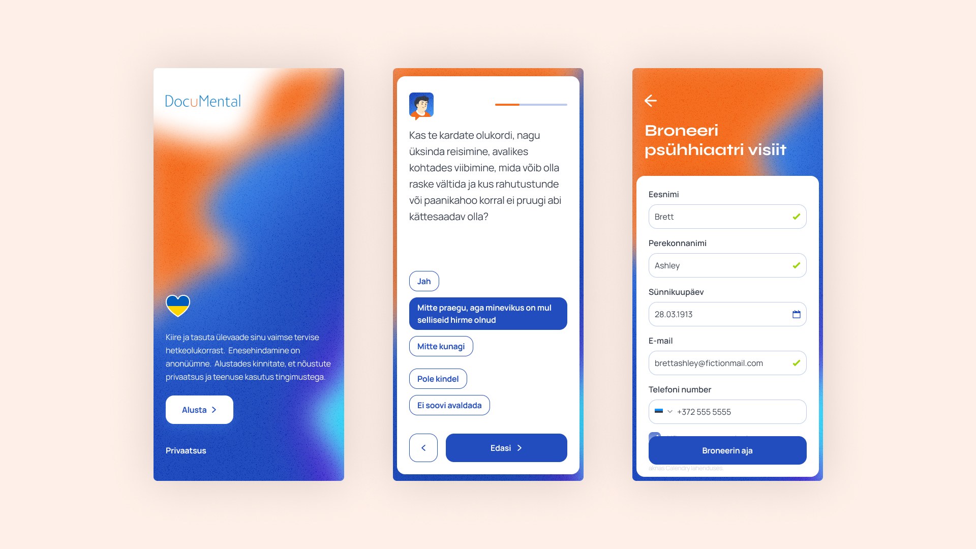 Documental enesehindamis äppi UI/UX disain
