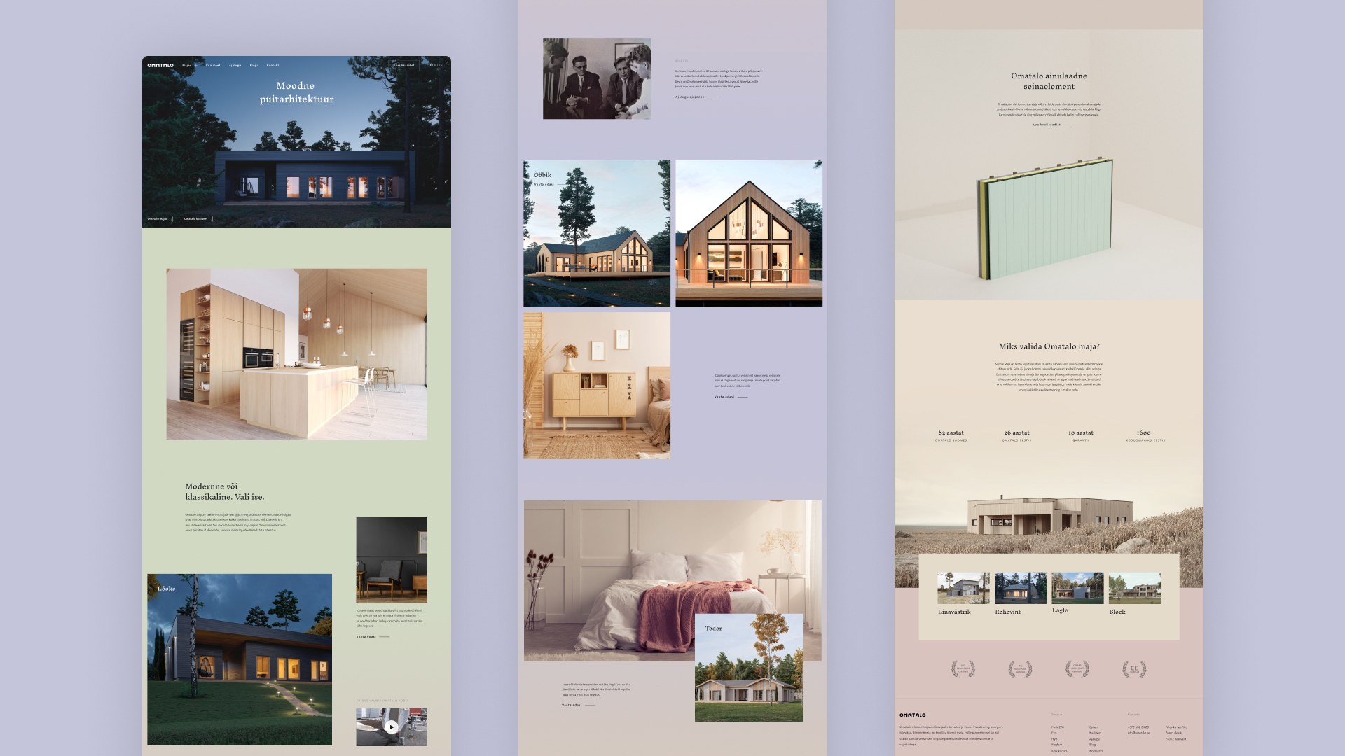 Omatalo kodulehekülje disaini vaated