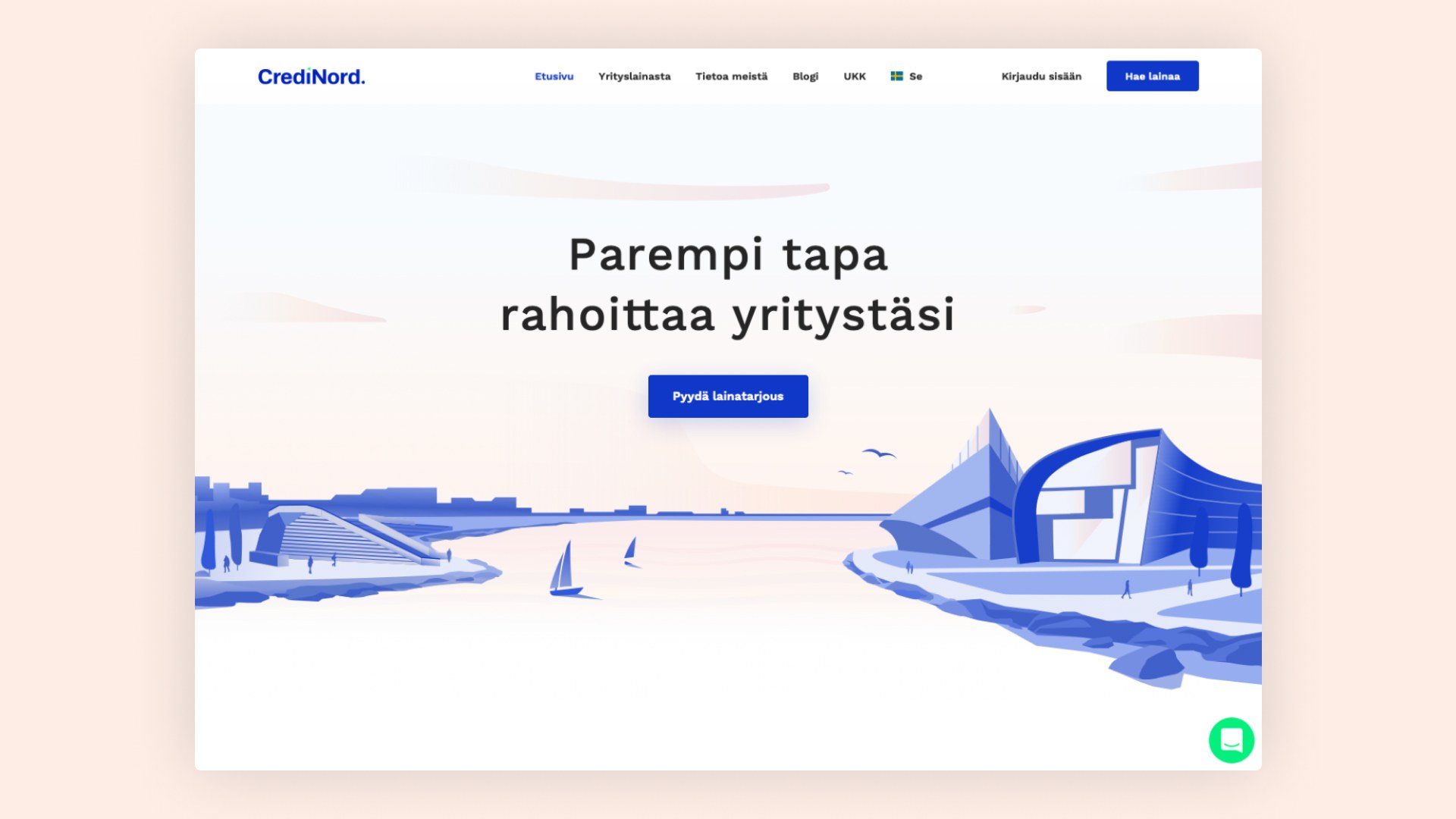 Credinord - skandinaavia fintech kodulehekülje disain
