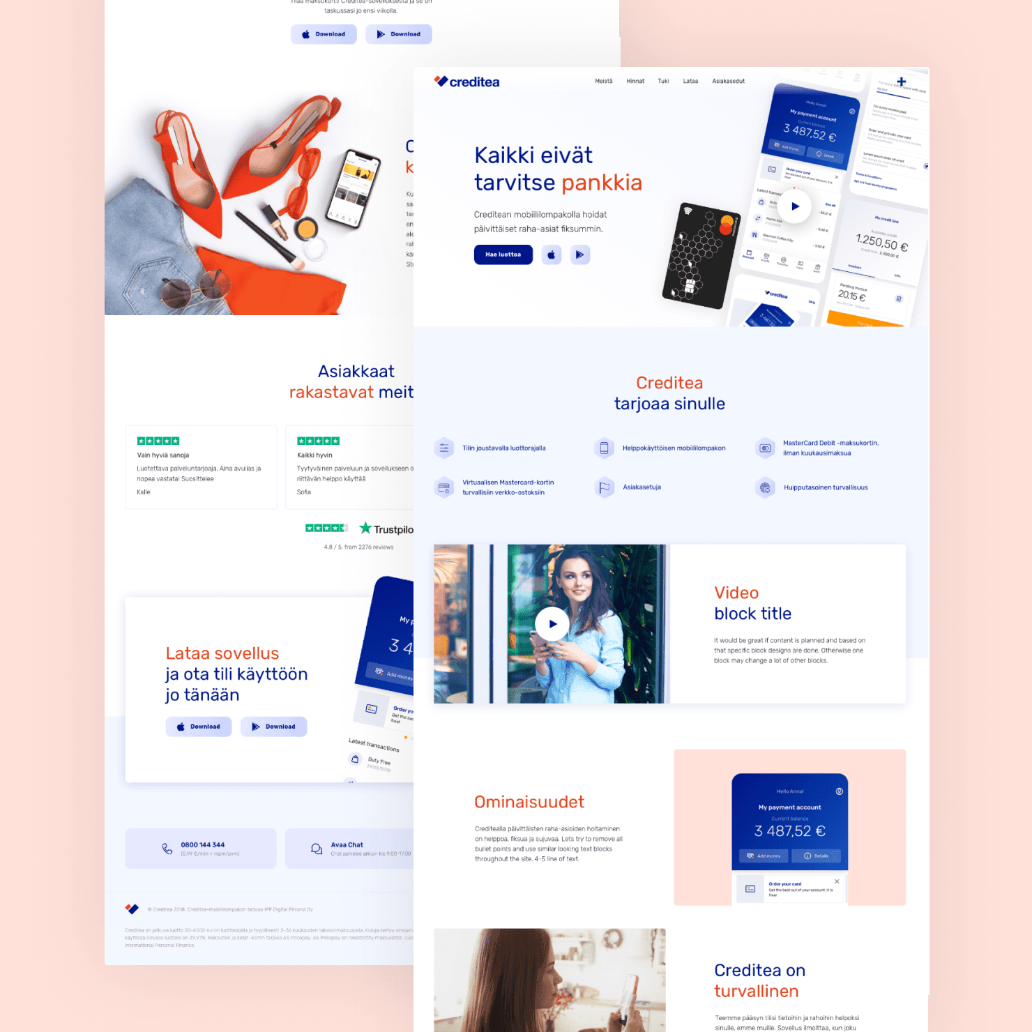 Fintech kodulehe kujundus kontseptsioon
